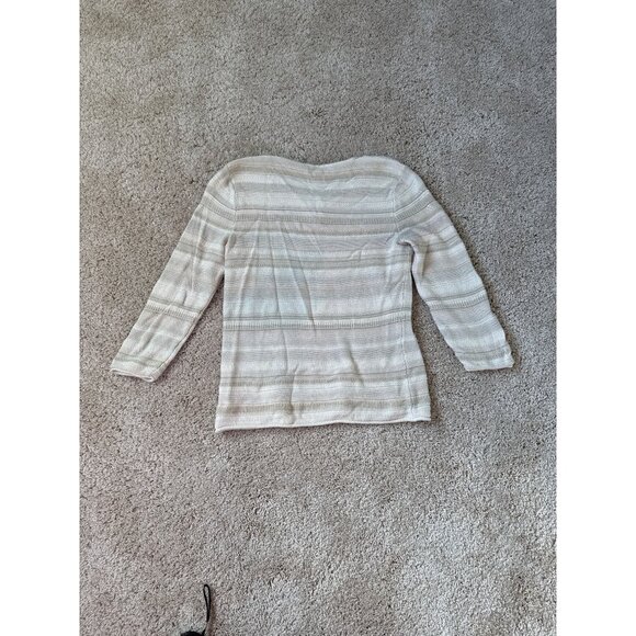 Lauren Ralph Lauren Womens Cream Sweater Size M 100% Cotton Green Tag Indie - Picture 6 of 6